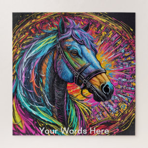 Rainbow Garden Neon Psychedelic Wildlife Nature  Jigsaw Puzzle