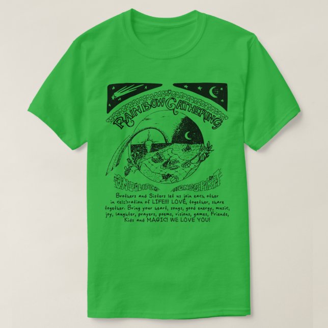 Rainbow Gathering Vintage 70s Hippie Community T-Shirt (Design Front)