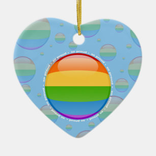 Rainbow Gay Lesbian Pride Bubble Flag Ceramic Tree Decoration