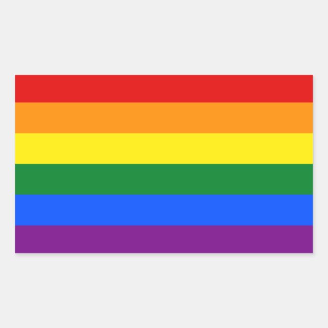 Rainbow Gay Lesbian Trans Queer LGBTQ Pride Flag Rectangular Sticker (Front)