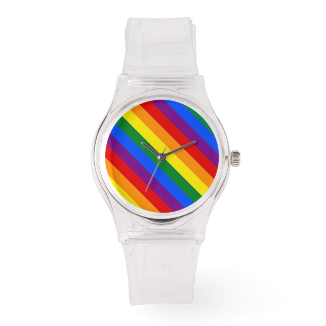 Rainbow Gay Lesbian Trans Queer LGBTQ Pride Flag Watch (Front)