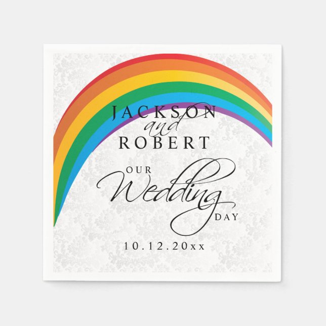 Rainbow Gay - Our Wedding Day Napkin (Front)