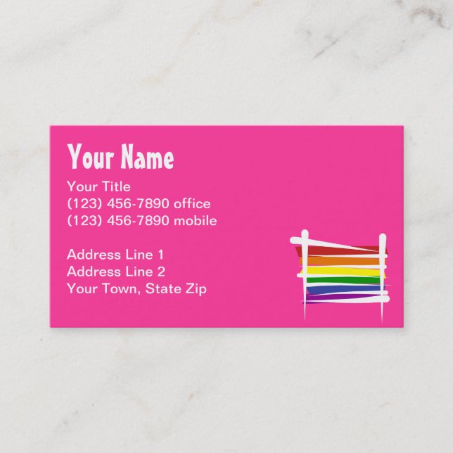 Rainbow Gay Pride Brush Flag Business Card (Front)