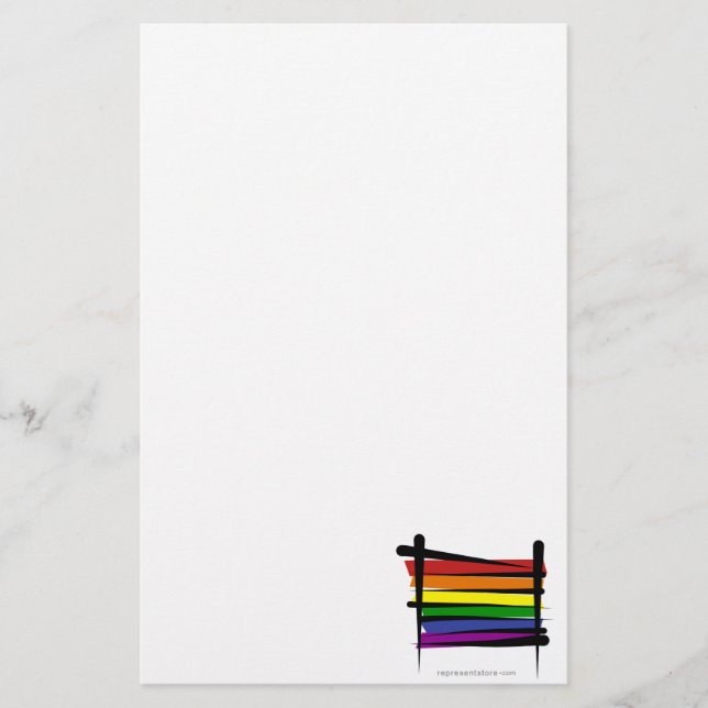 Rainbow Gay Pride Brush Flag Stationery (Front)