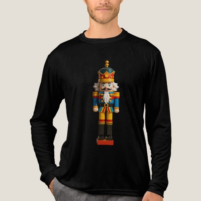 Rainbow Gay Pride Christmas Nutcracker Toy Tri-Blend Shirt (Front)