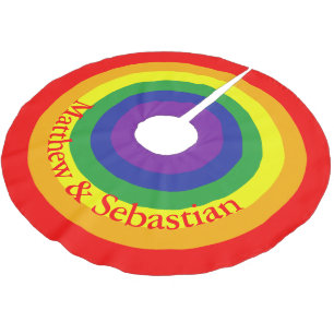 Rainbow Gay Pride Colourful Personalised Brushed Polyester Tree Skirt