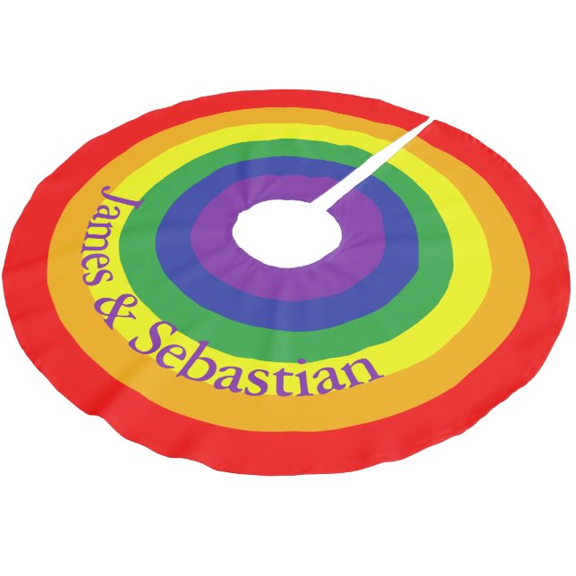 Rainbow Gay Pride Colourful Personalised Brushed Polyester Tree Skirt (Angled)