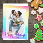 Rainbow Gay Pride Couple Photo Chic Happy Holidays Postcard<br><div class="desc">Happy Holidays in pretty pink and purple over rainbow pastel colors. Cute and colorful photo holiday postcard for an LGBT couple or LGBTQ family. Personalize with your own photograph and customized message on the back.</div>