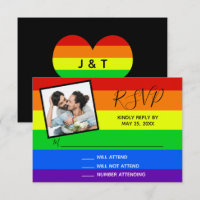 Rainbow Gay Pride Couple Photo Striped Wedding