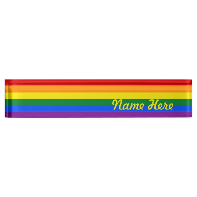 Rainbow Gay Pride Flag Nameplate (Front)