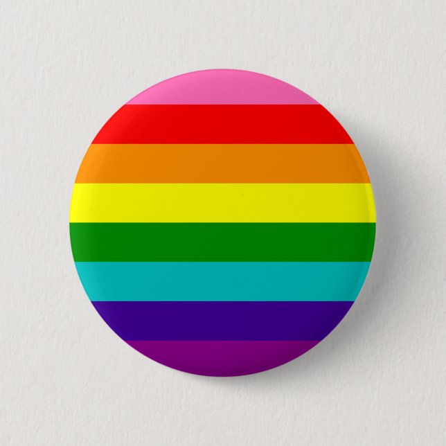 Rainbow Gay Pride LGBT Original 8 Stripes Flag 6 Cm Round Badge (Front)