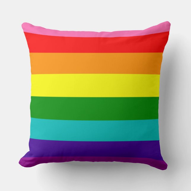 Rainbow Gay Pride LGBT Original 8 Stripes Flag Cushion (Front)