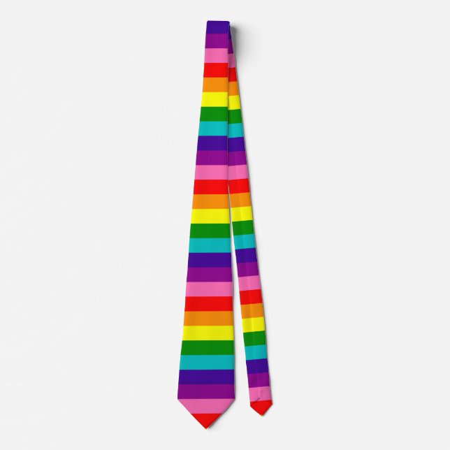 Rainbow Gay Pride LGBT Original 8 Stripes Flag Tie (Front)