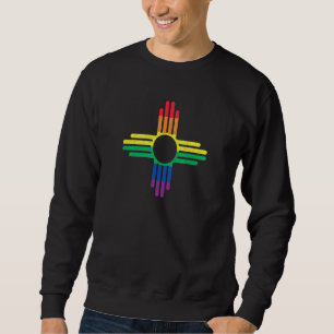 Rainbow Gay Pride Lgbtq New Mexico Zia Sun Souveni Sweatshirt