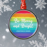 Rainbow Gay Pride Merry & Bright Custom Christmas