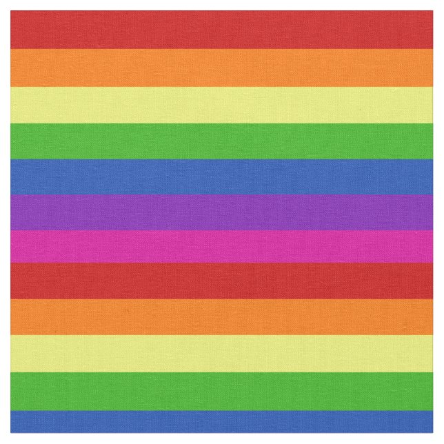 Rainbow Gay Pride with Bright Pink Stripe Fabric (Close Up)