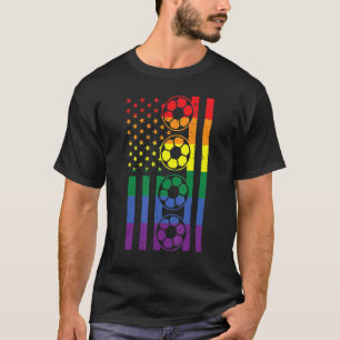 Rainbow Gay Us Flag Soccer Football Sports Lgbtq P T-Shirt
