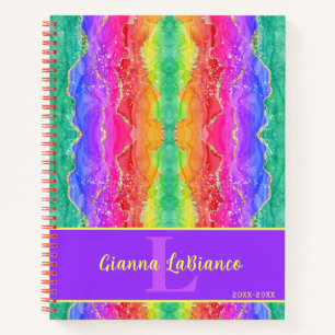 Rainbow Gem Agate Glitter Notebook