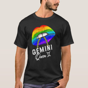 Rainbow Gemini Queen Lips  Lgbtq Lips Rainbow Gay T-Shirt