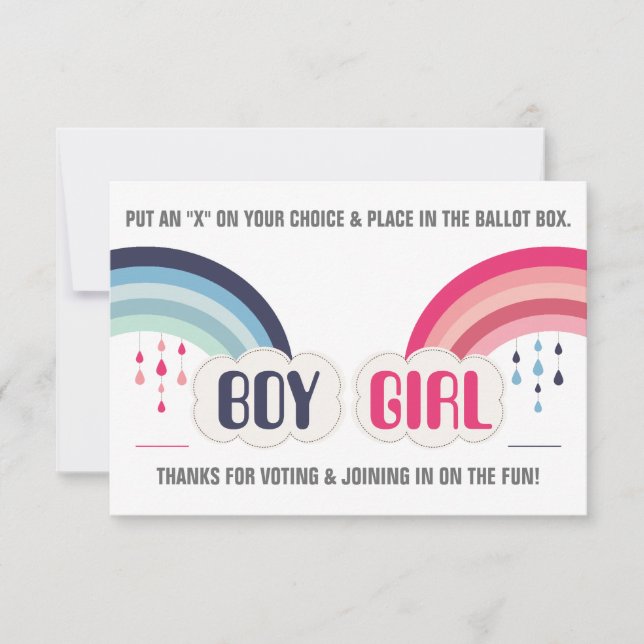 RAINBOW GENDER REVEAL VOTING BALLOT Invitation (Front)