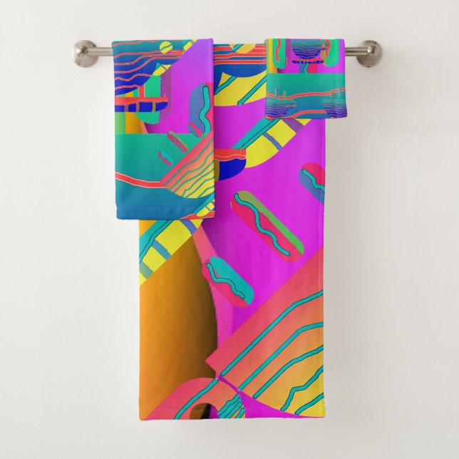 Rainbow Geo Bold   Bath Towel Set (Insitu)