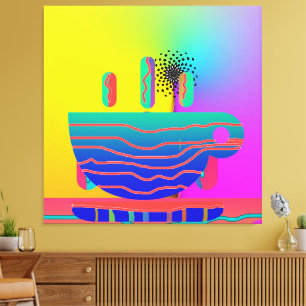Rainbow Geo Coffee Cups Canvas Print