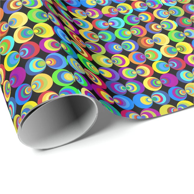 Rainbow Geometric Circles  Wrapping Paper (Roll Corner)