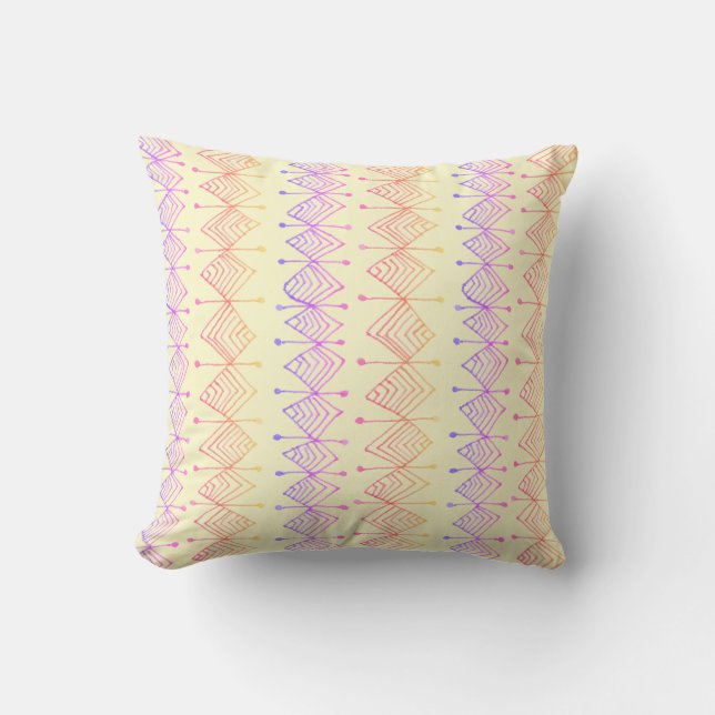 Rainbow Geometric Diamonds Colourful Prisms Purple Cushion (Front)