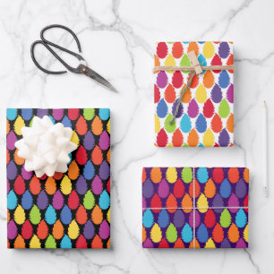 Rainbow Geometric Leaf Pattern Wrapping Paper Sheet