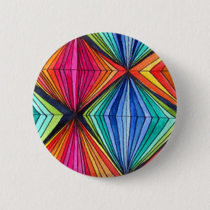 Rainbow Geometric Optical Art 6 Cm Round Badge