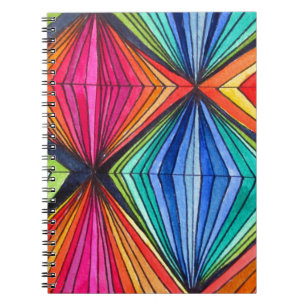 Rainbow Geometric Optical Art Spiral Notebook