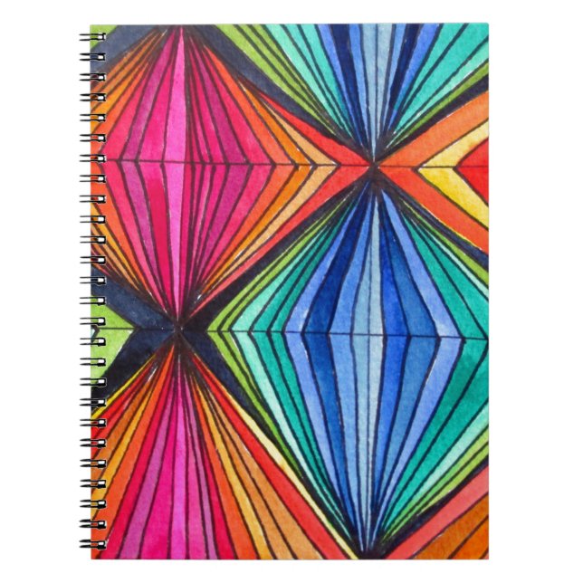 Rainbow Geometric Optical Art Spiral Notebook (Front)