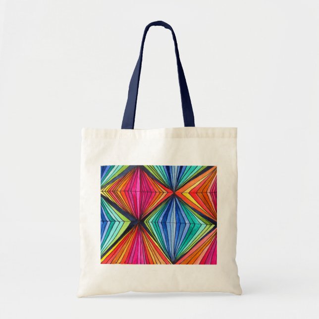 Rainbow Geometric Optical Art Tote Bag (Front)