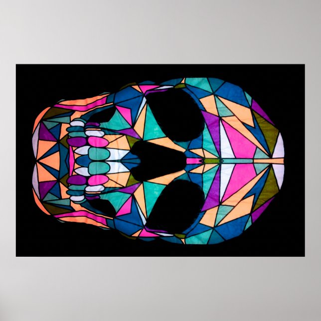 Rainbow Geometric Skull Poster (Front)