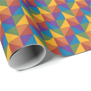 Rainbow Geometric Triangle Wrapping Paper