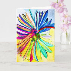 Rainbow gerbera colourful flower  card