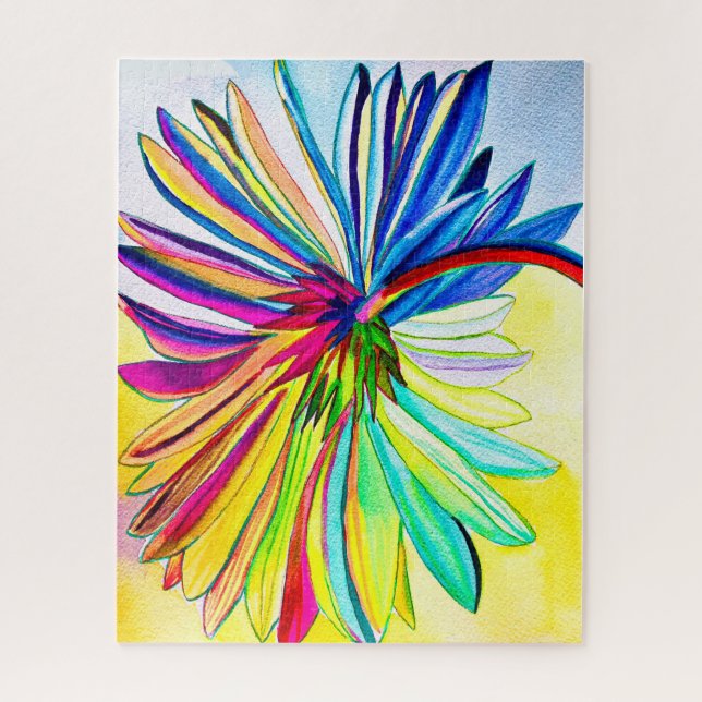 Rainbow gerbera colourful flower  jigsaw puzzle (Vertical)
