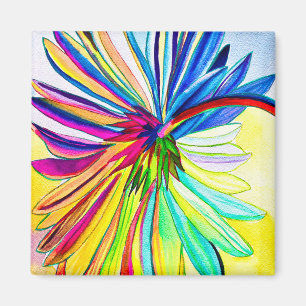 Rainbow gerbera colourful flower  magnet