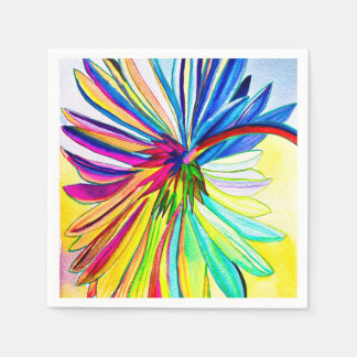 Rainbow gerbera colourful flower napkin