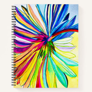 Rainbow gerbera colourful flower  notebook
