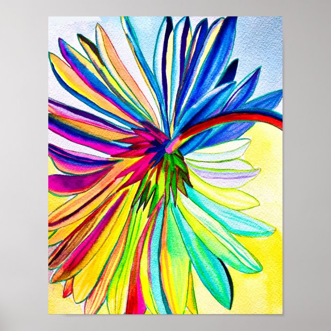 Rainbow gerbera colourful flower  poster (Front)