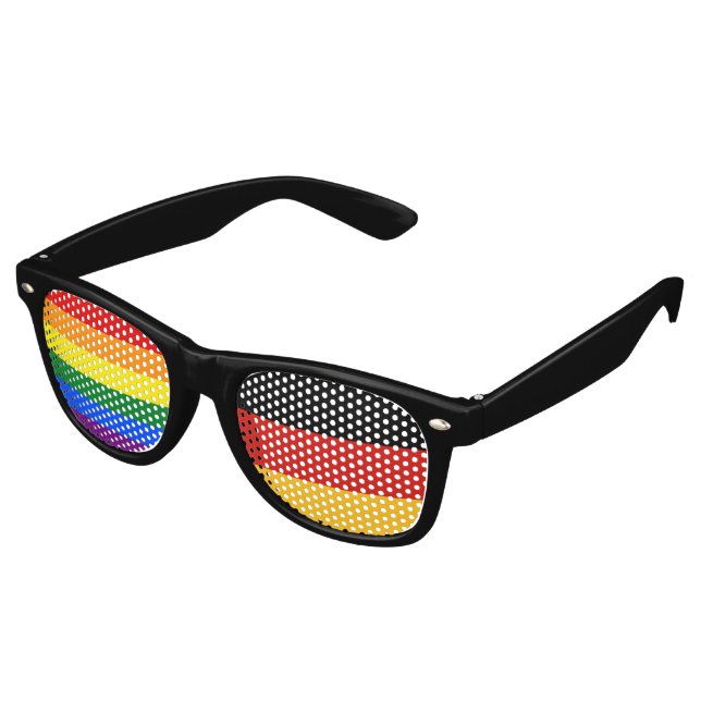 RAINBOW & GERMAN FLAG COLORS + your ideas Retro Sunglasses (Angled)