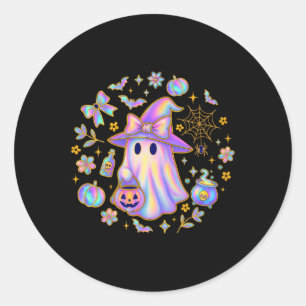 Rainbow Ghost Witch Shirt Cute Pumpkin Cauldron Sp Classic Round Sticker