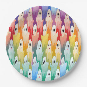 Rainbow Ghosts Paper Plate