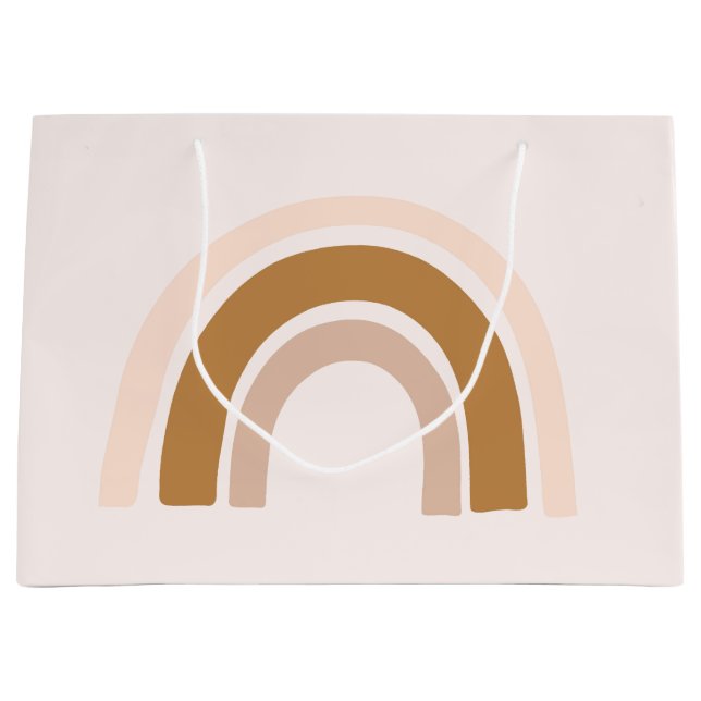 rainbow gift bag in pink neutrals for birthday (Front)