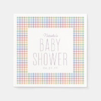 Rainbow gingham plaid cute pastel baby shower