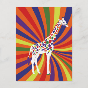 Rainbow Giraffe Art Postcard