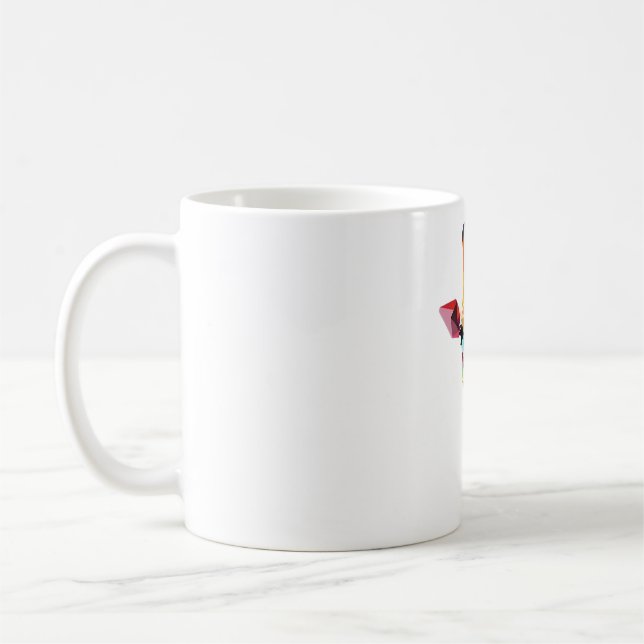 Rainbow Giraffe Head Abstract Polygon Tee Coffee Mug (Left)