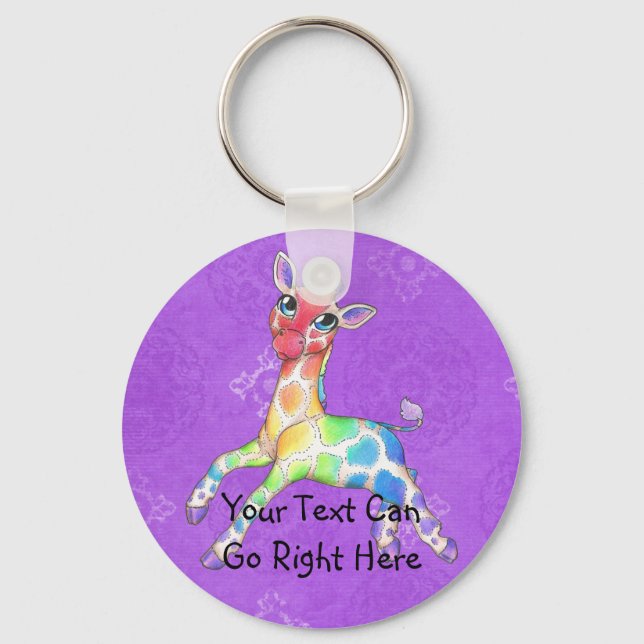 Rainbow Giraffe Keychain (Front)