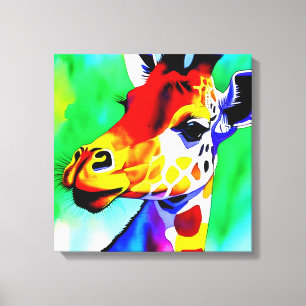 Rainbow Giraffe Stretched Canvas Print